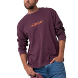 Polera Manga Larga Hombre Diseño SCI FI Burdeo Cat