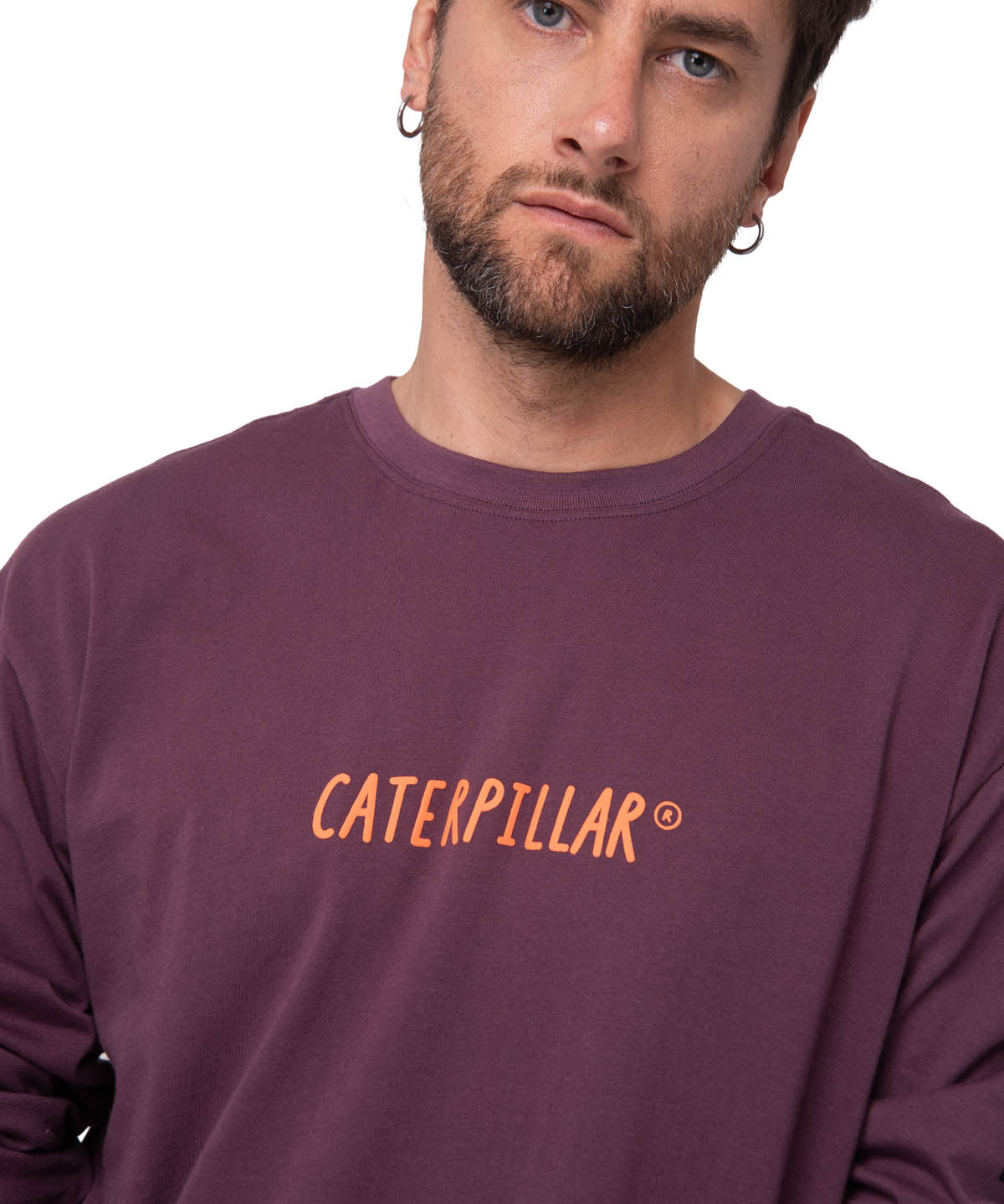 Polera Manga Larga Hombre Diseño SCI FI Burdeo Cat