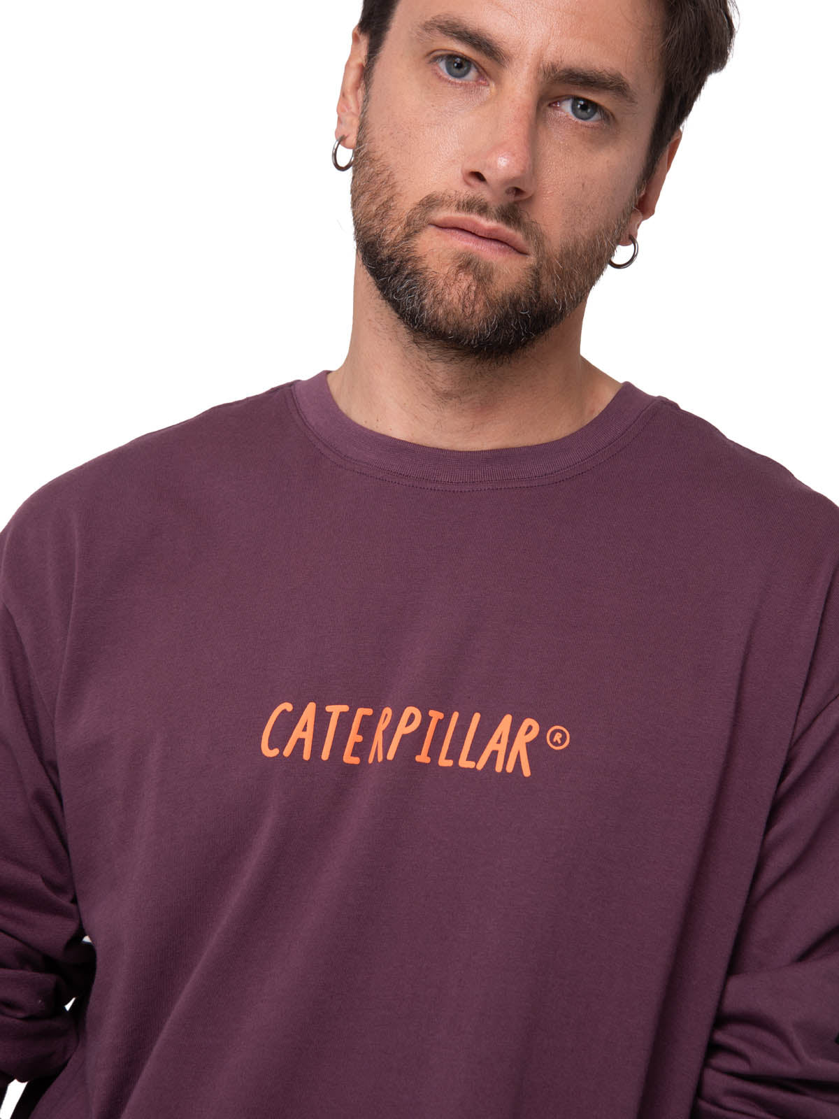 Polera Manga Larga Hombre Diseño SCI FI Burdeo Cat