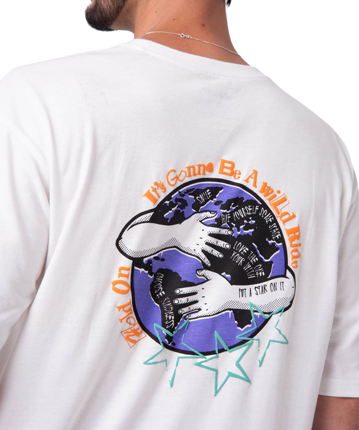 Polera Manga Corta Hombre Diseño SCI FI Blanco Cat