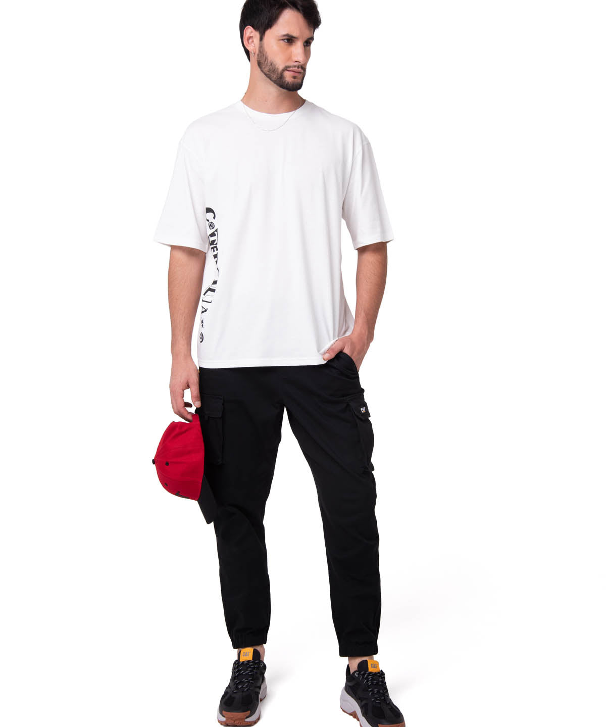 Polera Manga Corta Hombre Diseño SCI FI Blanco Cat