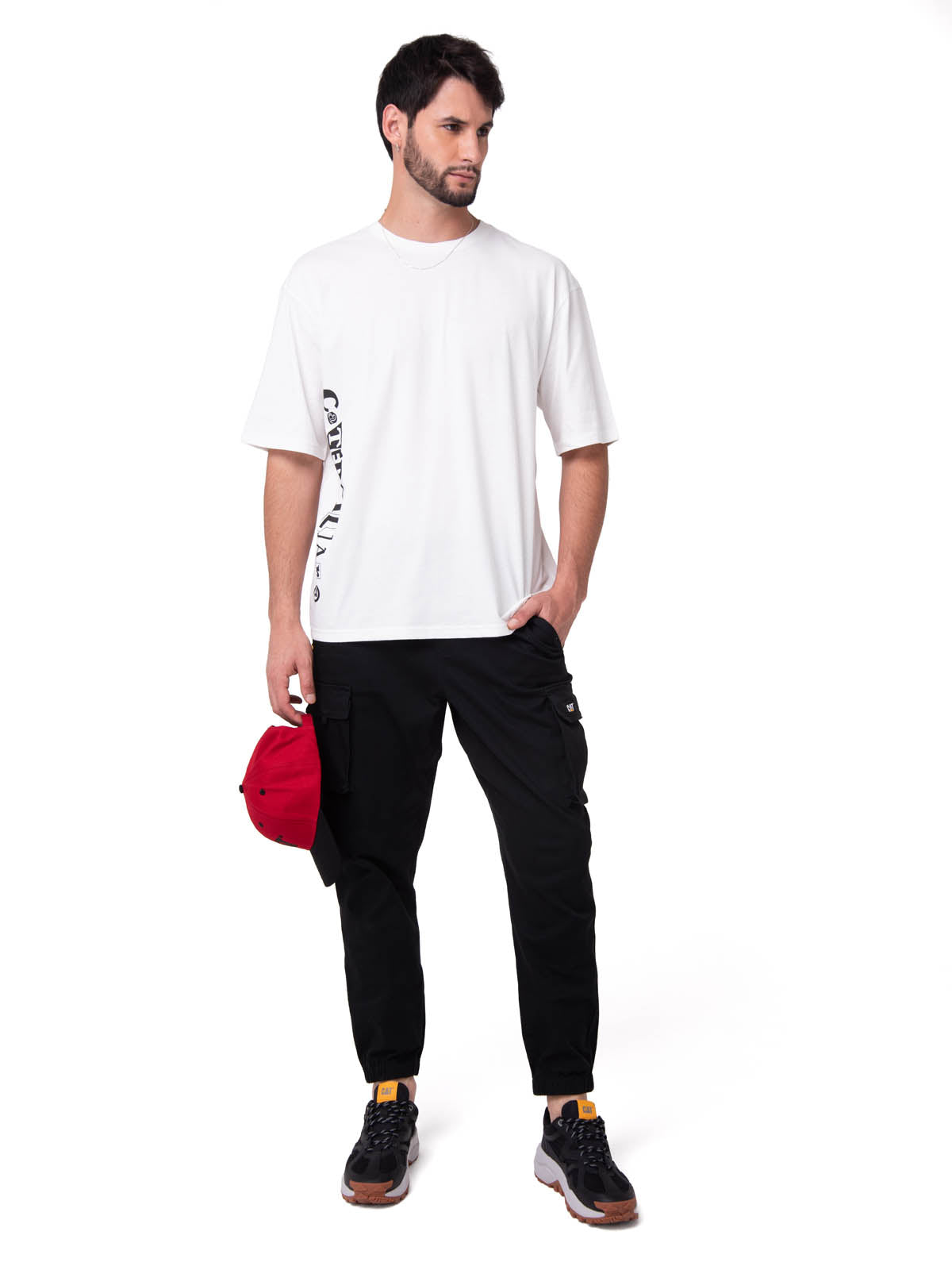 Polera Manga Corta Hombre Diseño SCI FI Blanco Cat