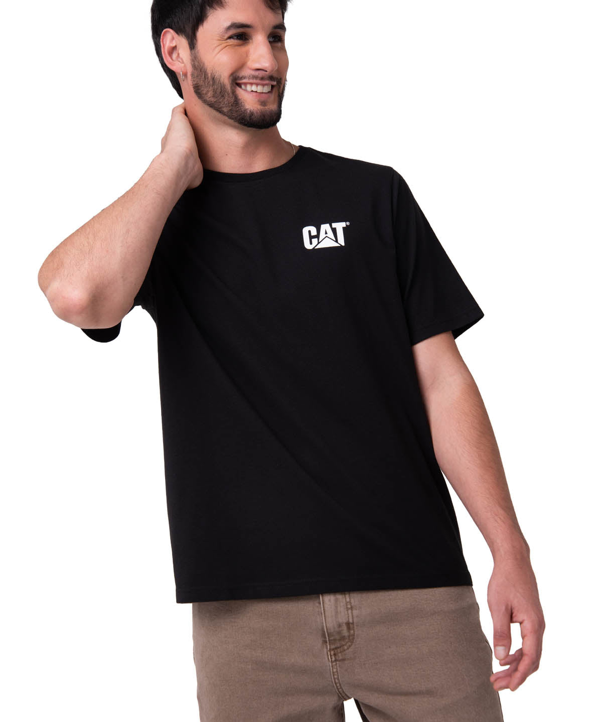 Polera Manga Corta Hombre Moto Diseño Negro Cat