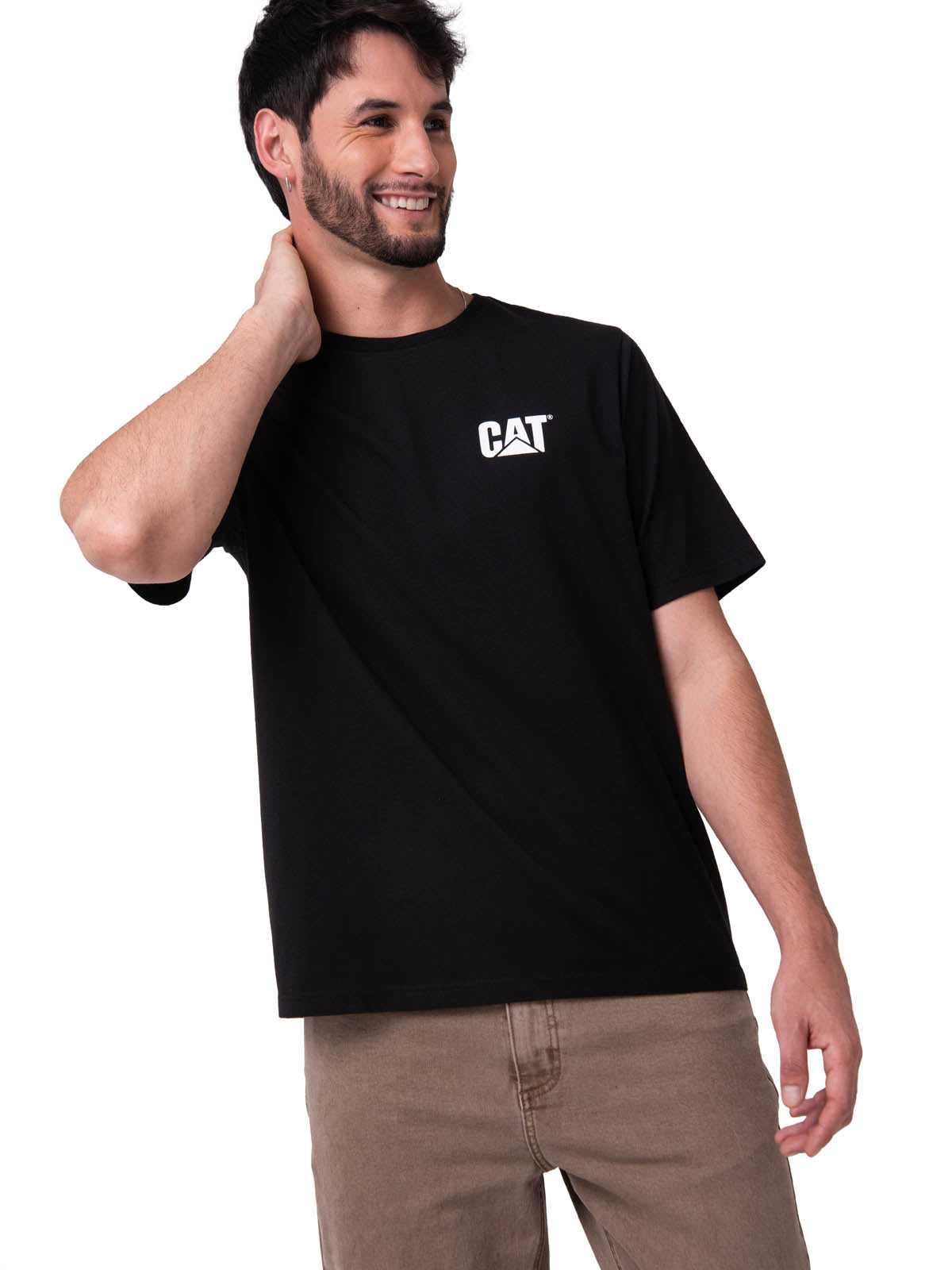 Polera Manga Corta Hombre Moto Diseño Negro Cat