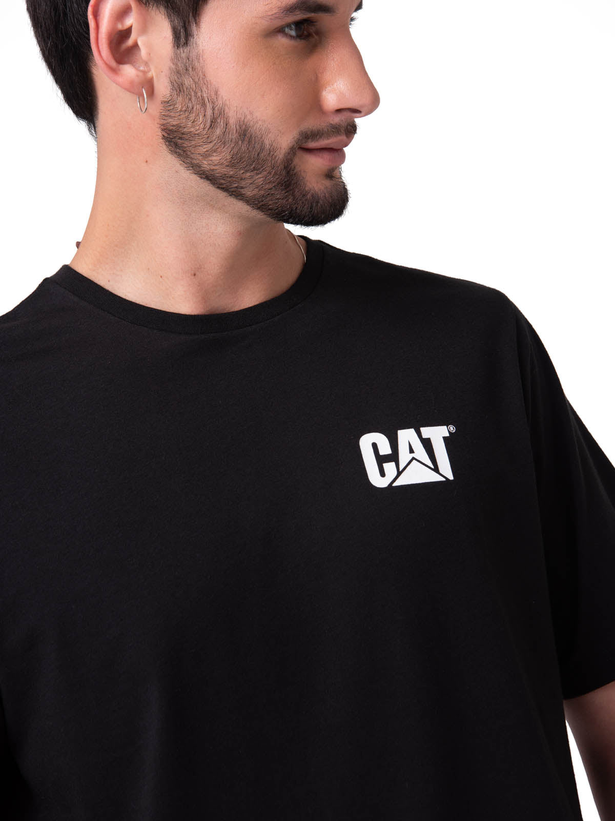 Polera Manga Corta Hombre Moto Diseño Negro Cat