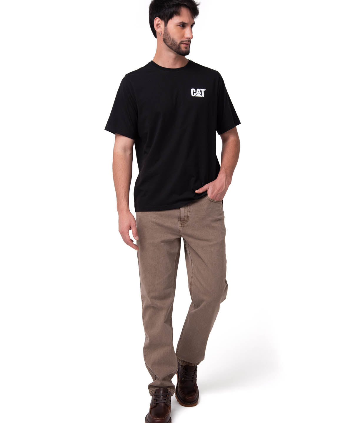 Polera Manga Corta Hombre Moto Diseño Negro Cat