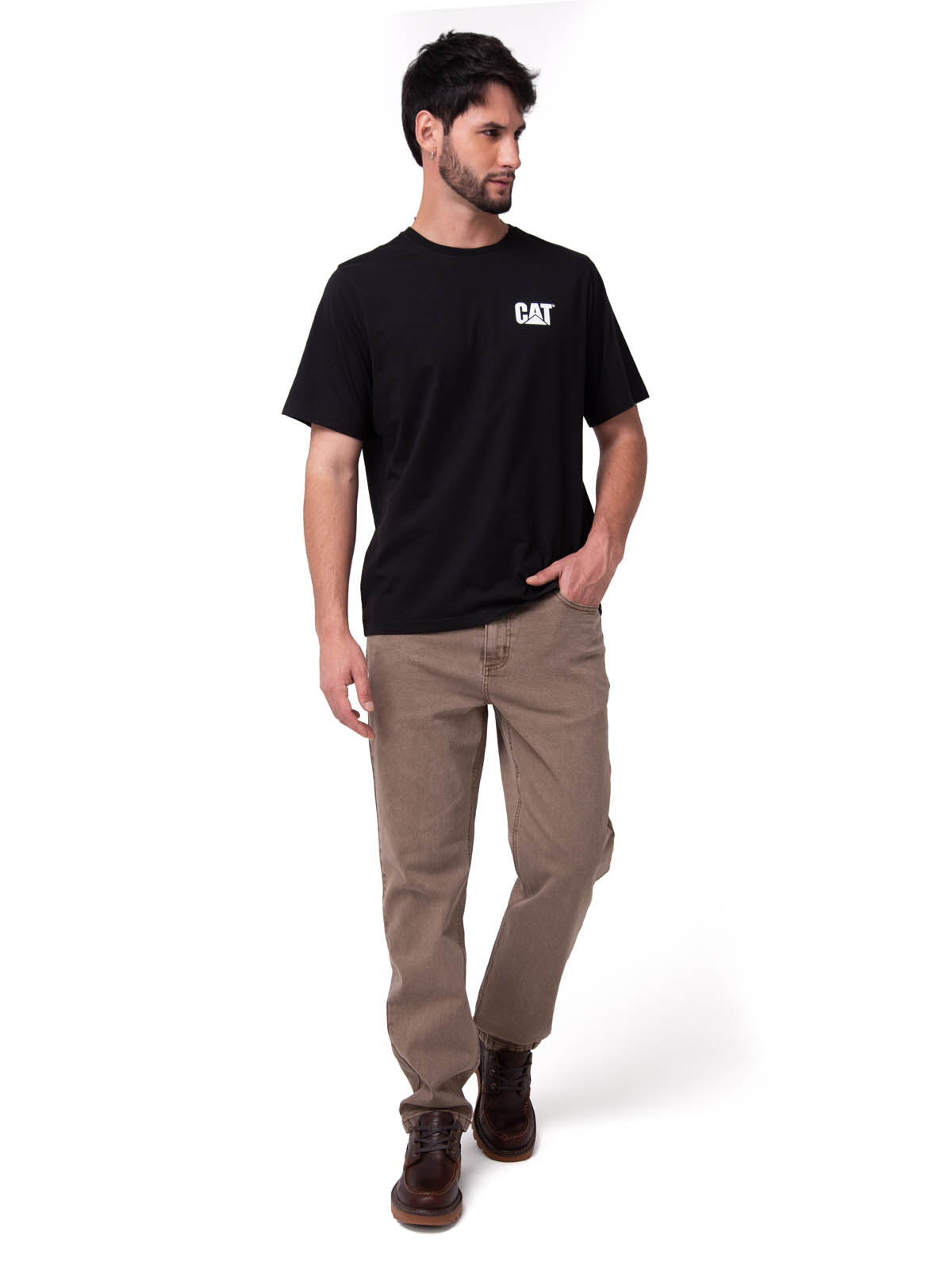 Polera Manga Corta Hombre Moto Diseño Negro Cat