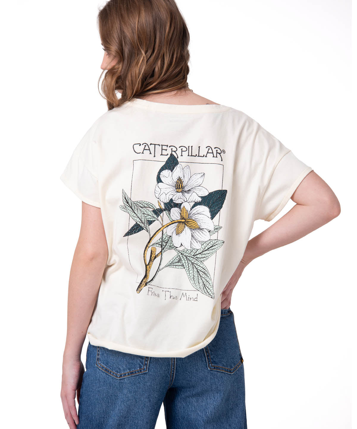 Polera Manga Corta Mujer Botanical Relaxed Blanco Cat