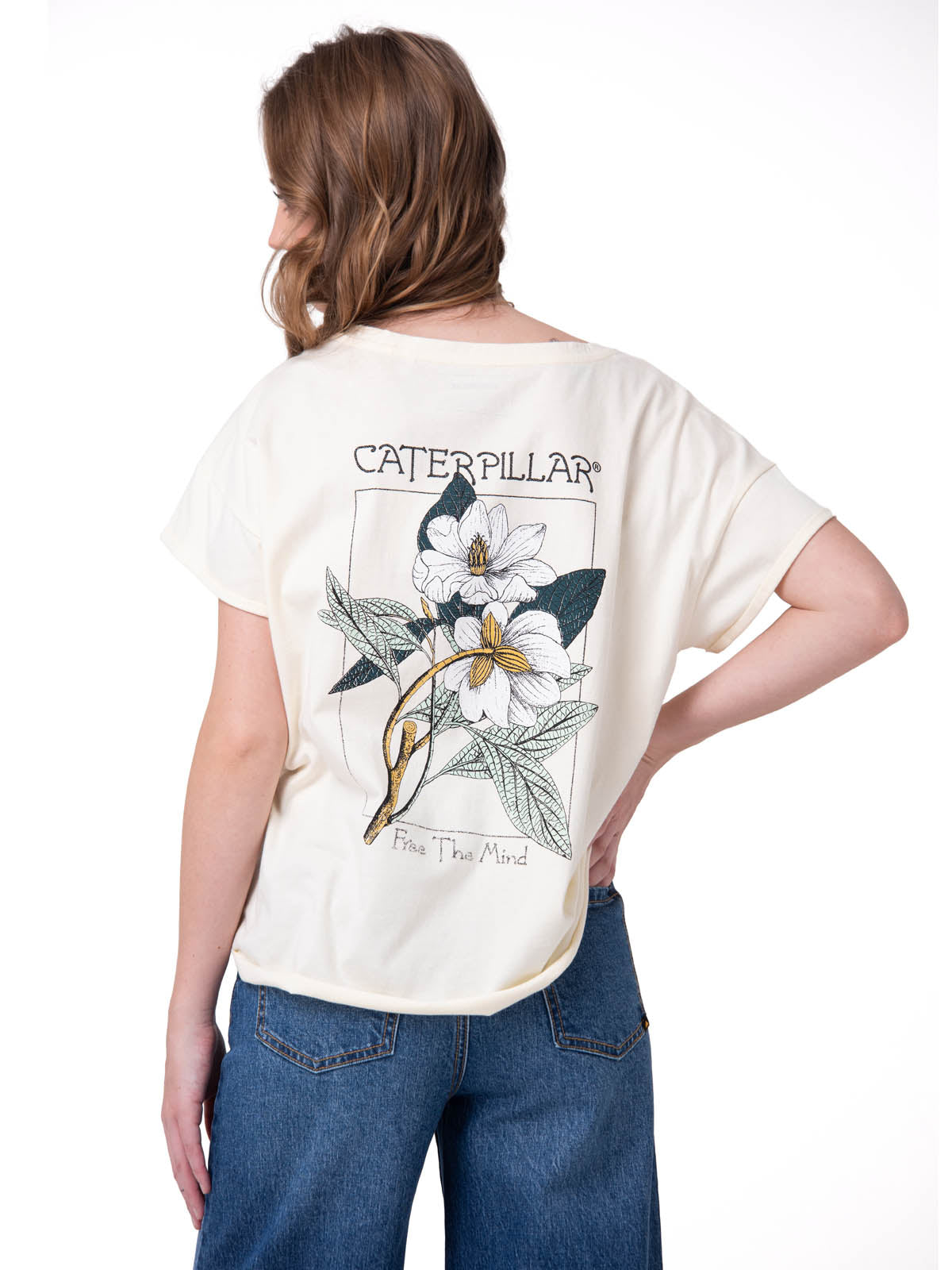 Polera Manga Corta Mujer Botanical Relaxed Blanco Cat