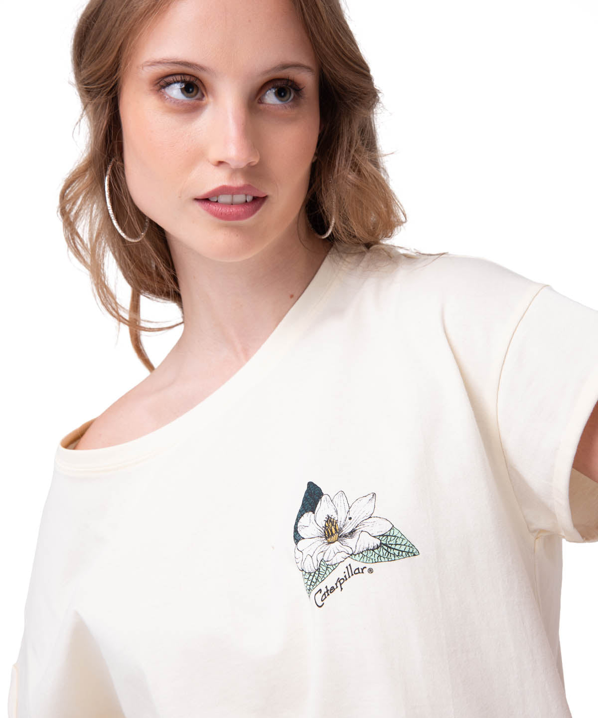 Polera Manga Corta Mujer Botanical Relaxed Blanco Cat