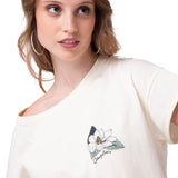 Polera Manga Corta Mujer Botanical Relaxed Blanco Cat