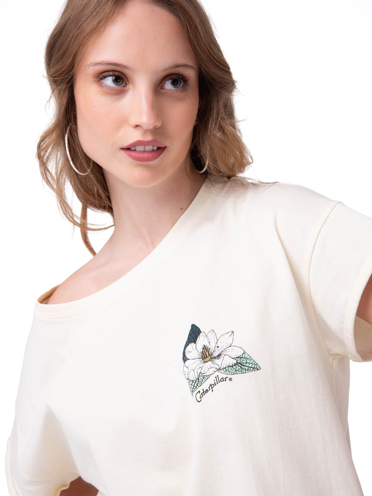 Polera Manga Corta Mujer Botanical Relaxed Blanco Cat