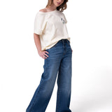 Polera Manga Corta Mujer Botanical Relaxed Blanco Cat