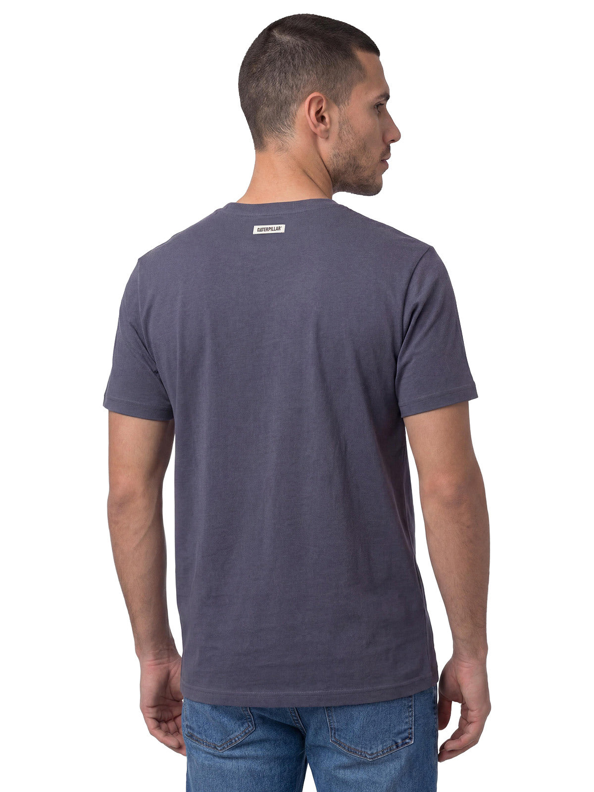 Polera Manga Corta Henley Hombre Slub Knit Azul Cat
