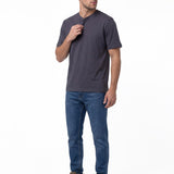 Polera Manga Corta Henley Hombre Slub Knit Azul Cat