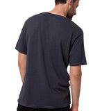 Polera Manga Corta Henley Hombre Slub Knit Negro Cat
