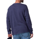 Polera Manga Larga Henley Hombre Slub Knit Azul Cat