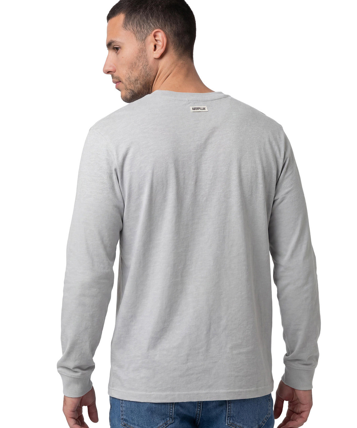 Polera Manga Larga Henley Hombre Slub Knit Gris Cat