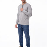 Polera Manga Larga Henley Hombre Slub Knit Gris Cat