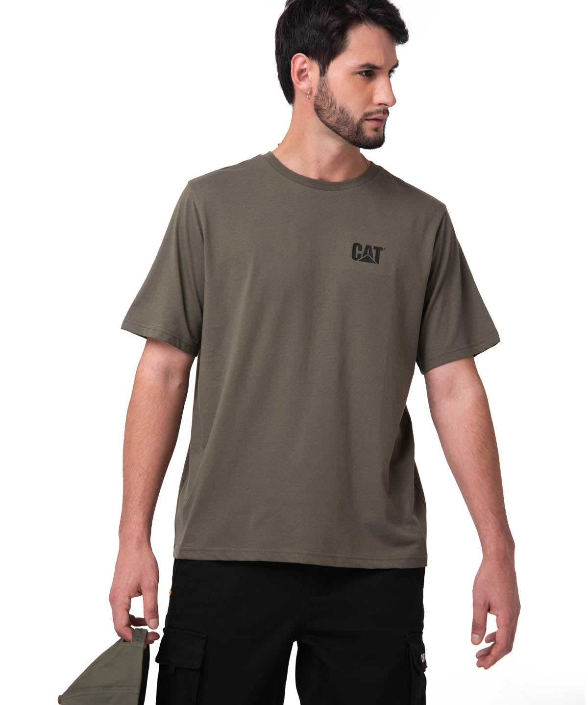 Polera Manga Corta Hombre Small Logo Verde CAT