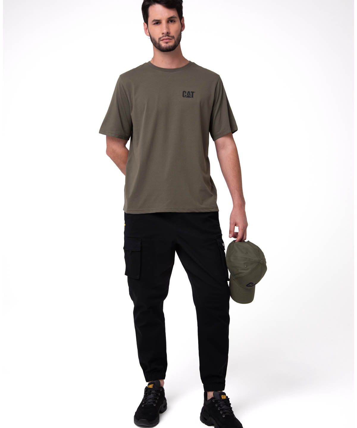 Polera Manga Corta Hombre Small Logo Verde CAT