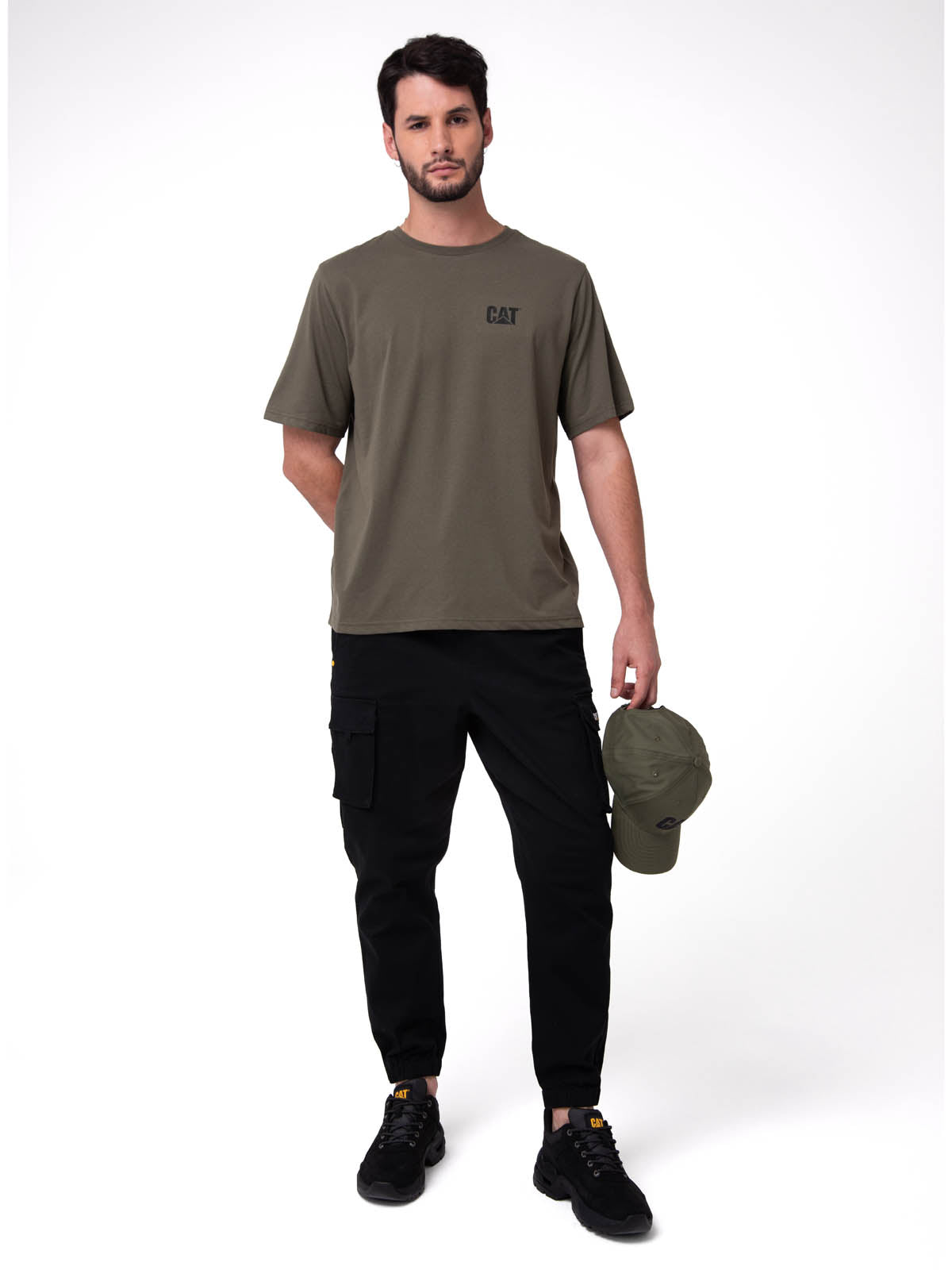 Polera Manga Corta Hombre Small Logo Verde CAT