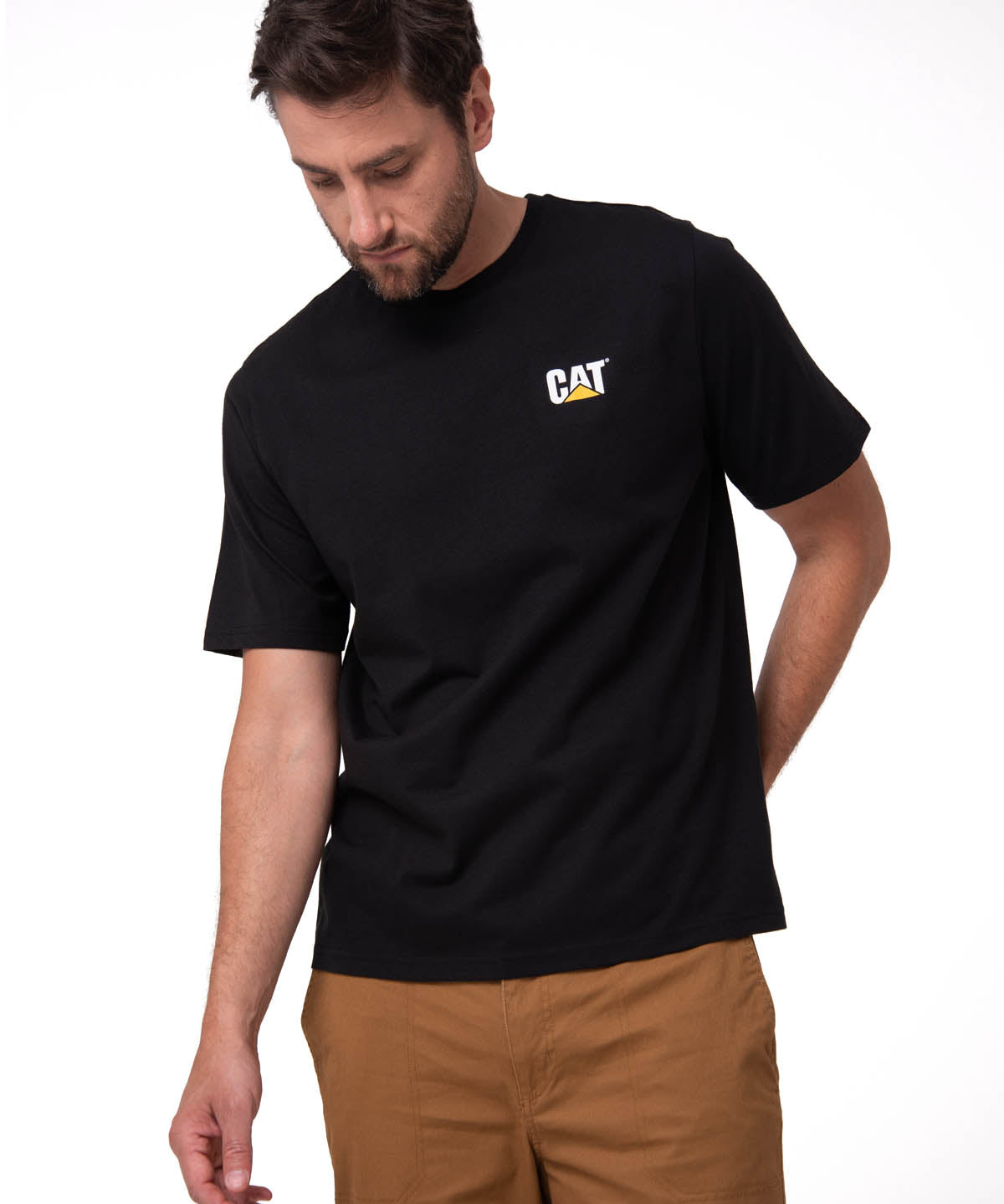 Polera Manga Corta Hombre Small Logo Negro CAT