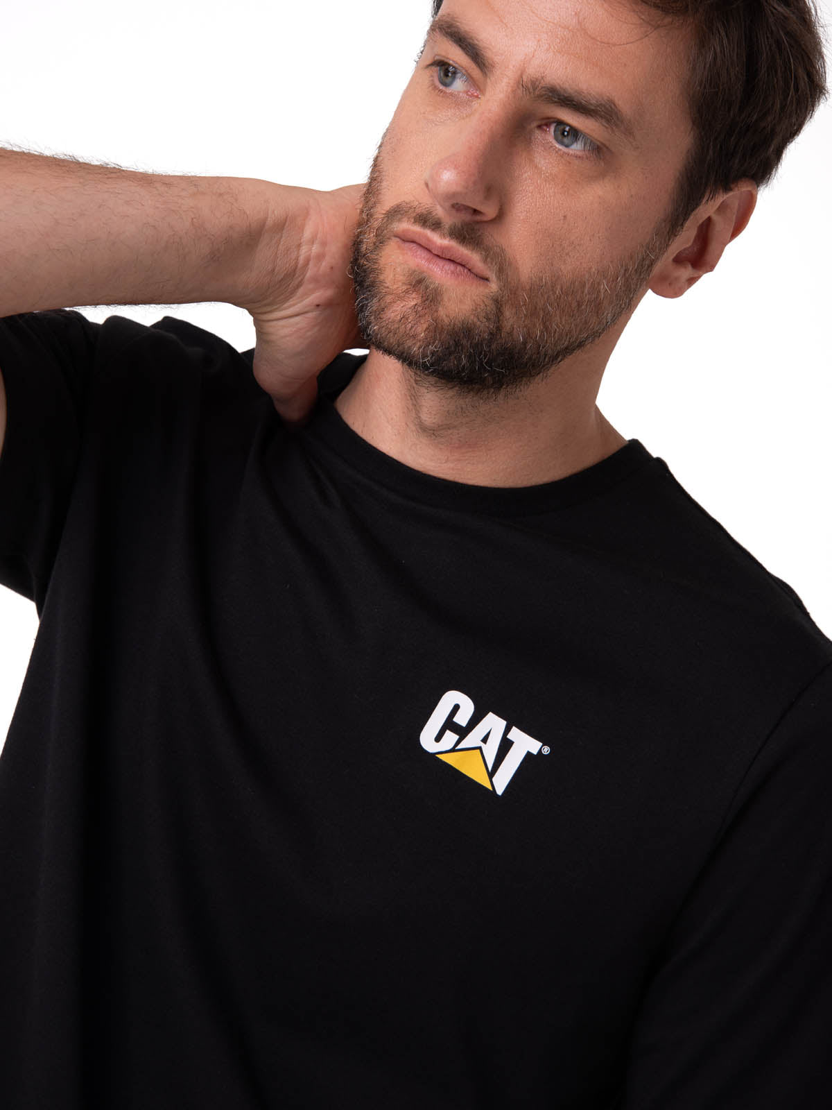 Polera Manga Corta Hombre Small Logo Negro CAT