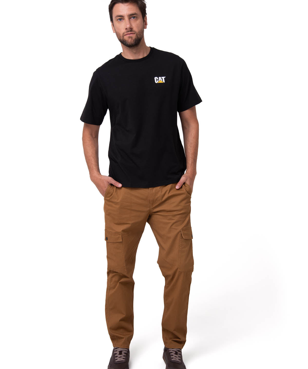 Polera Manga Corta Hombre Small Logo Negro CAT