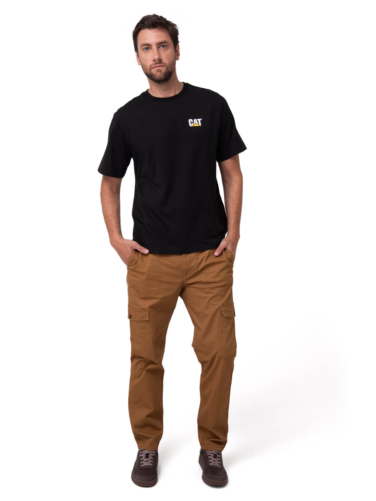 Polera Manga Corta Hombre Small Logo Negro CAT