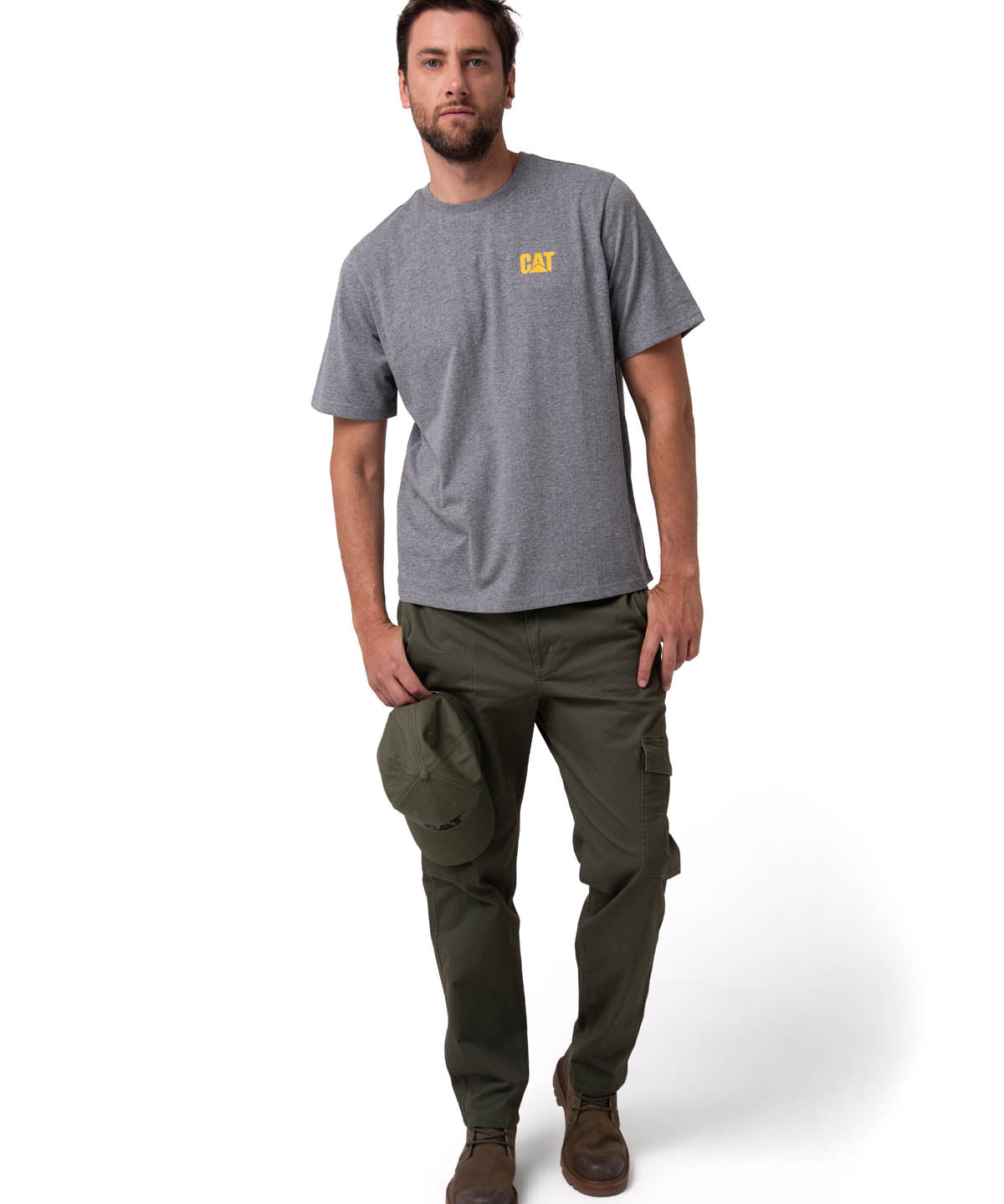 Polera Manga Corta Hombre Small Logo Gris CAT