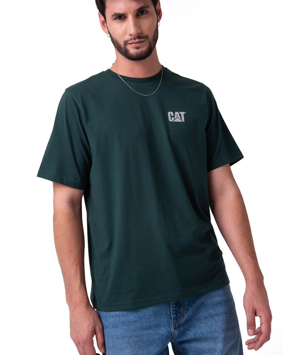 Polera Manga Corta Hombre Small Logo Petroleo CAT