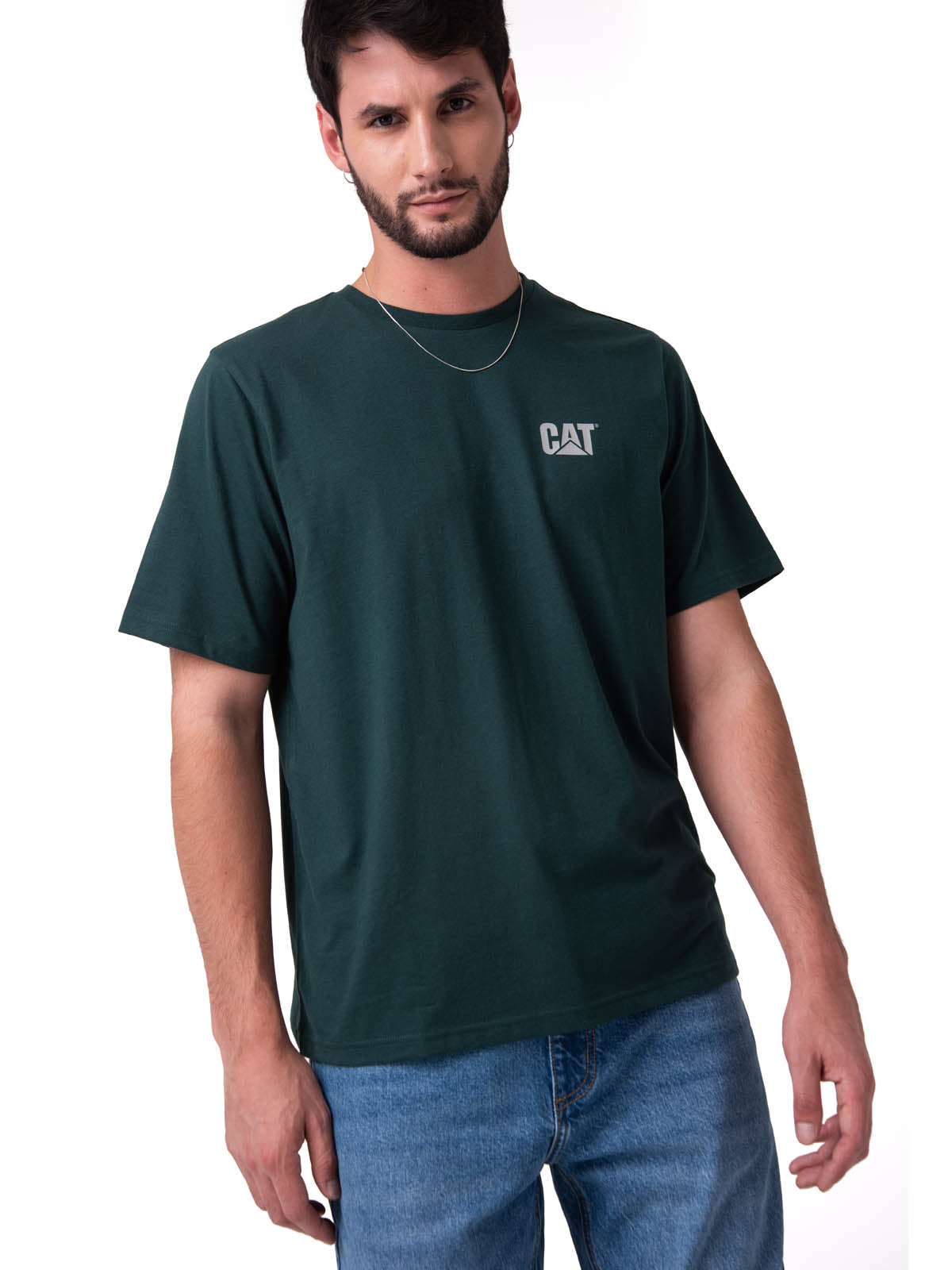 Polera Manga Corta Hombre Small Logo Petroleo CAT