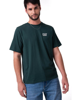 Polera Manga Corta Hombre Small Logo Petroleo CAT