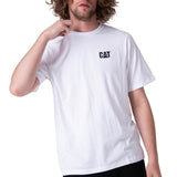 Polera Manga Corta Hombre Cat Small Logo Blanco
