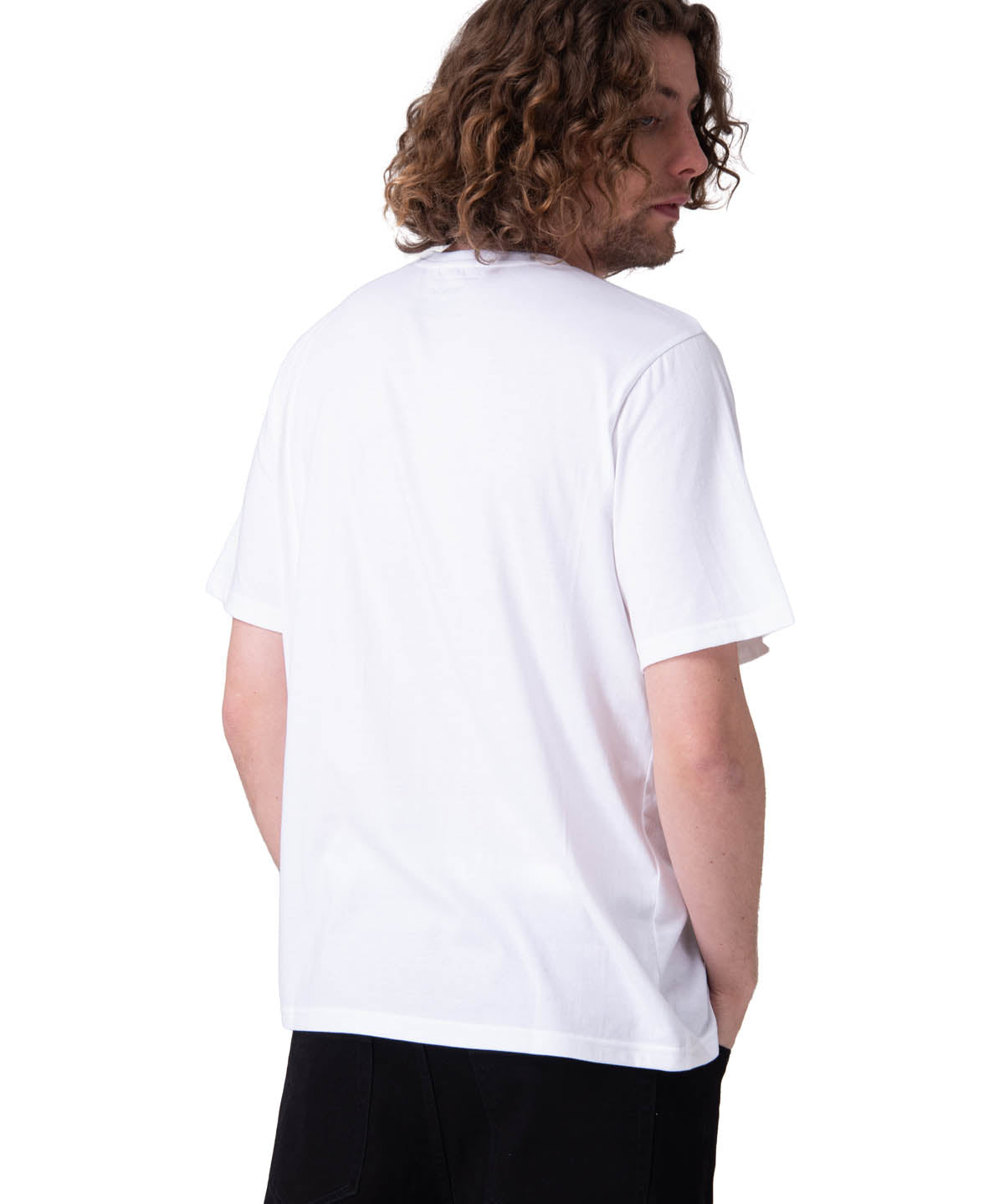 Polera Manga Corta Hombre Cat Small Logo Blanco