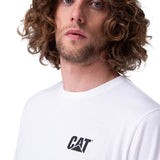 Polera Manga Corta Hombre Cat Small Logo Blanco