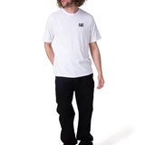 Polera Manga Corta Hombre Cat Small Logo Blanco