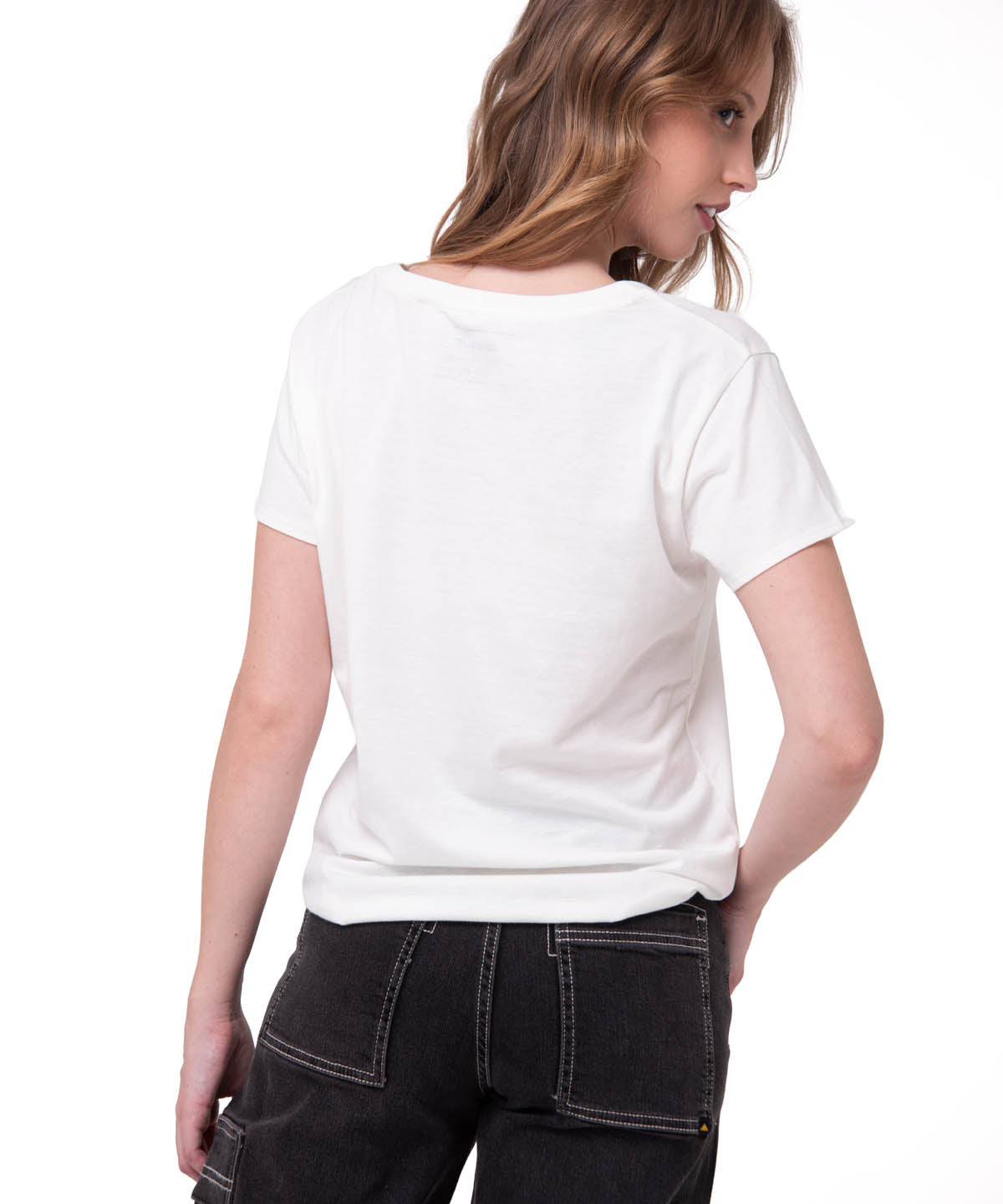 Polera Manga Corta Mujer Logo Caterpillar Blanco