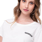 Polera Manga Corta Mujer Logo Caterpillar Blanco