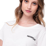 Polera Manga Corta Mujer Logo Caterpillar Blanco