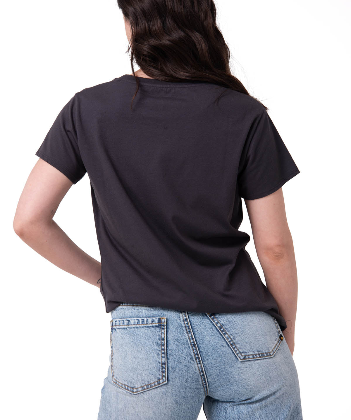 Polera Manga Corta Mujer Logo Caterpillar Gris Oscuro