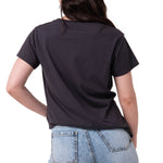 Polera Manga Corta Mujer Logo Caterpillar Gris Oscuro