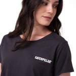 Polera Manga Corta Mujer Logo Caterpillar Gris Oscuro