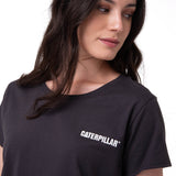 Polera Manga Corta Mujer Logo Caterpillar Gris Oscuro
