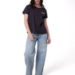 Polera Manga Corta Mujer Logo Caterpillar Gris Oscuro