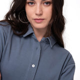 Camisa Manga Larga Mujer Waffle Knit Azul Cat