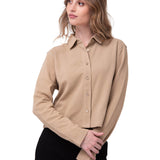 Camisa Manga Larga Mujer Waffle Knit Beige Cat
