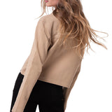 Camisa Manga Larga Mujer Waffle Knit Beige Cat