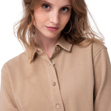 Camisa Manga Larga Mujer Waffle Knit Beige Cat